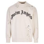 Palm Angels GD Glittered Logo Sweater Off White