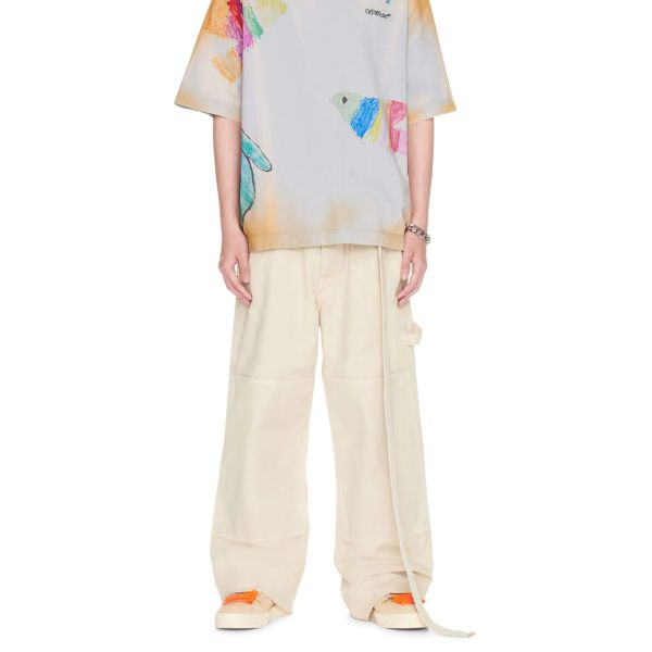 Off-White Wave Off Canvas Double Oversized Broek Beige