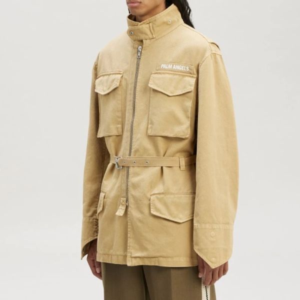 Palm Angels GD Curved Logo Field Jas Beige