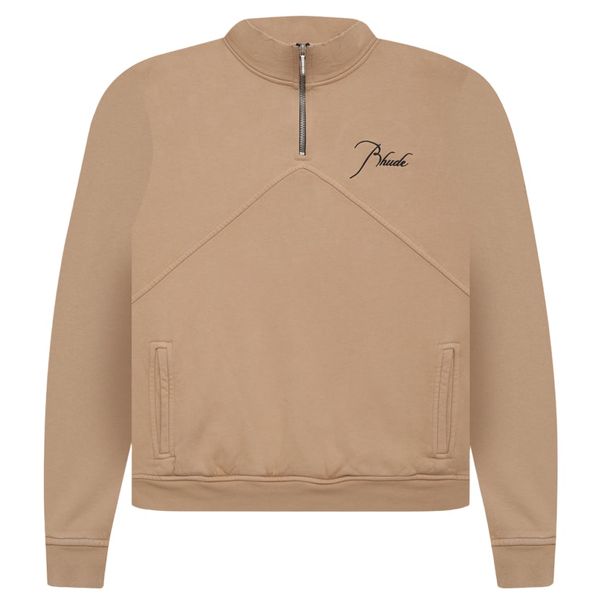 rhude quarte zip sweater beige