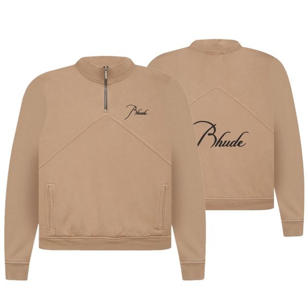 rhude quarte zip sweater beige