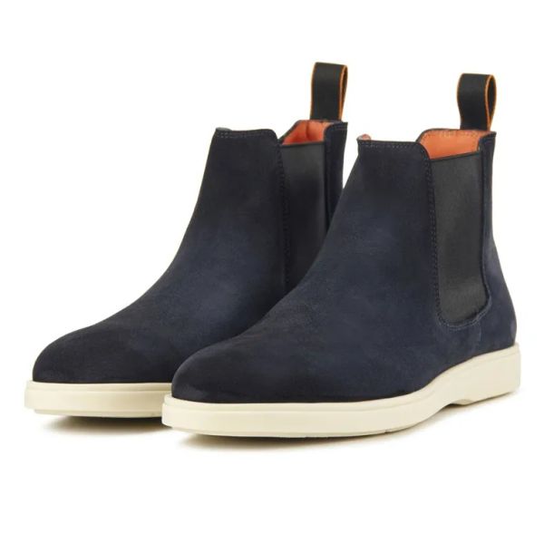 Santoni Detroit Chelsea Boot Navy