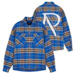 Represent Intial Print Flannel Overshirt Kobalt