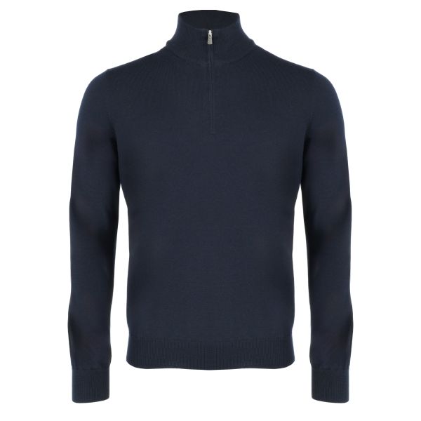 Gran Sasso Zip-Mock Pullover Schwarz | Mezaldy DE