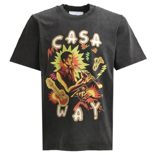 ■Casablanca■MUSIC FOR THE PEOPLEスクリーンプリントTシャツ Casablanca Music For The People Screen Printed T-Shirt Black