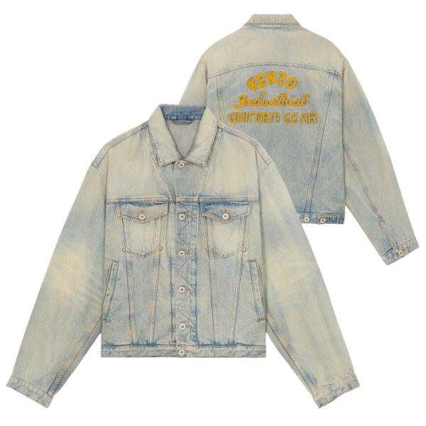 Kenzo Drawn Varsity Denim Trucker Jacke Blau | Mezaldy