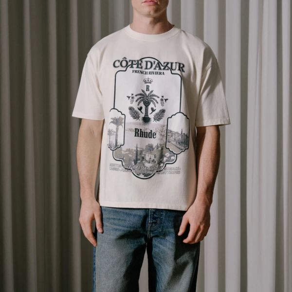 【関税込み】Rhude オフホワイト Azur Mirror Tシャツ Off-White Azur Mirror T-Shirt by Rhude on Sale
