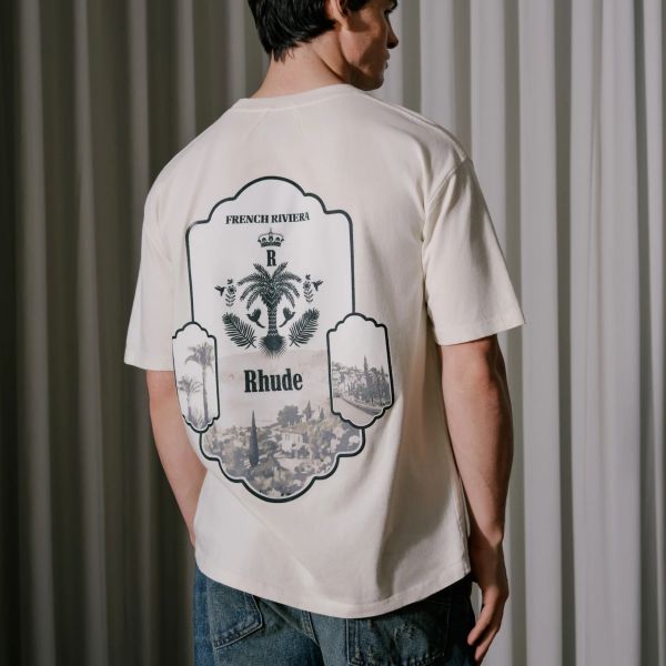 【関税込み】Rhude オフホワイト Azur Mirror Tシャツ Off-White Azur Mirror T-Shirt by Rhude on Sale