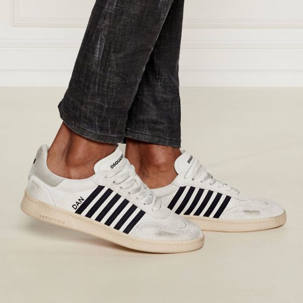 Dsquared2 Vintage Boxer Sneaker Weiß/Marine Mezaldy DE