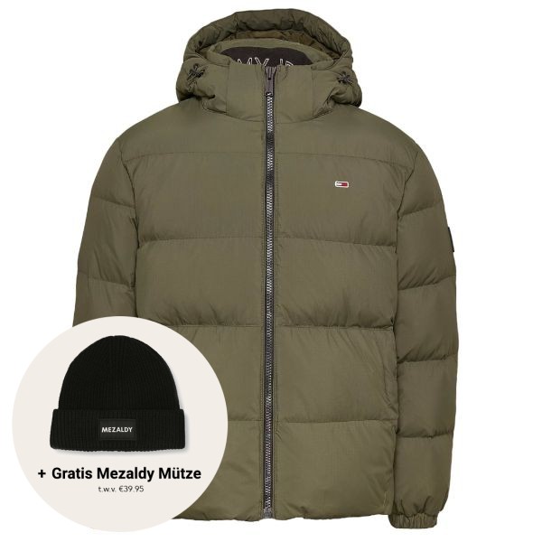 tommy jeans essential down puffer donker groen