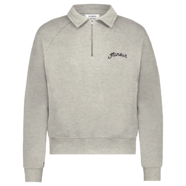flaneur signature raglan half zip sweater grijs 1
