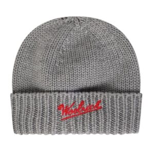 Woolrich Merinowolle Logo Mütze Grau