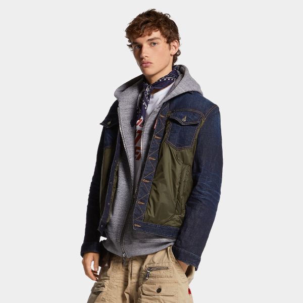 Dsquared2 Puffer Denim Jacke Dunkelblau/Grün – Bild 4