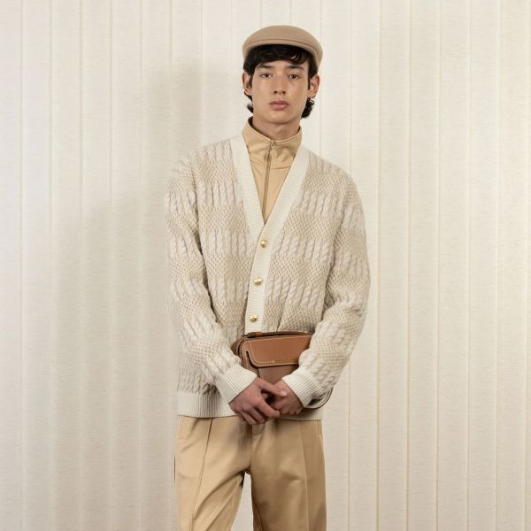 Drôle De Monsieur Torsades Bicolore Strickjacke Offwhite Mezaldy DE