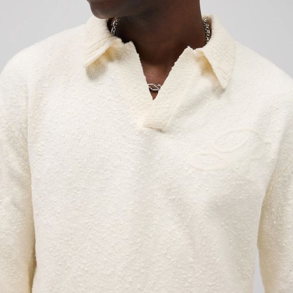 Represent Langarm-Poloshirt gestrickt Off White – Bild 4