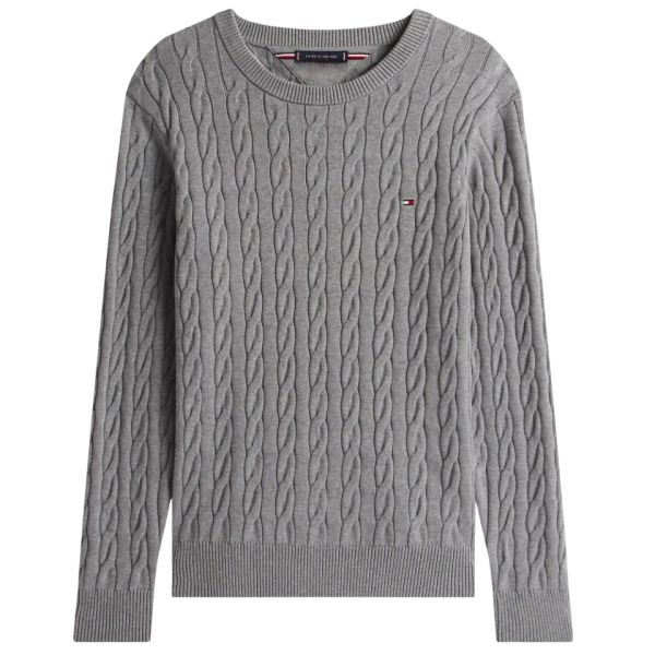 Tommy Hilfiger Klassischer Kabelpullover aus Baumwolle Grau