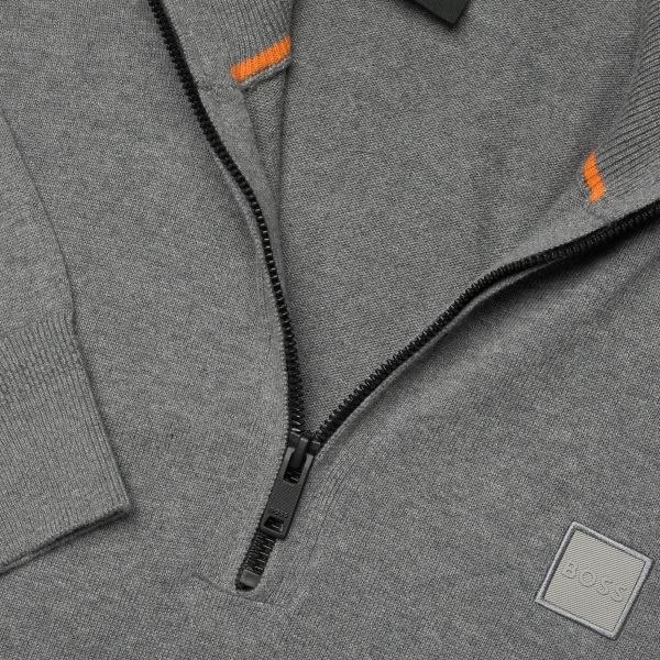 Boss Kanobix Zip-Mock Sweater Grau – Bild 3
