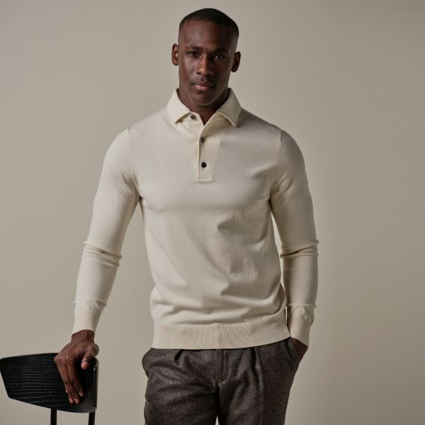 profuomo luxury longsleeve polo off white 4