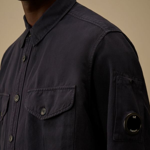 CP Company Cotton Linen Überhemd Marine – Bild 4