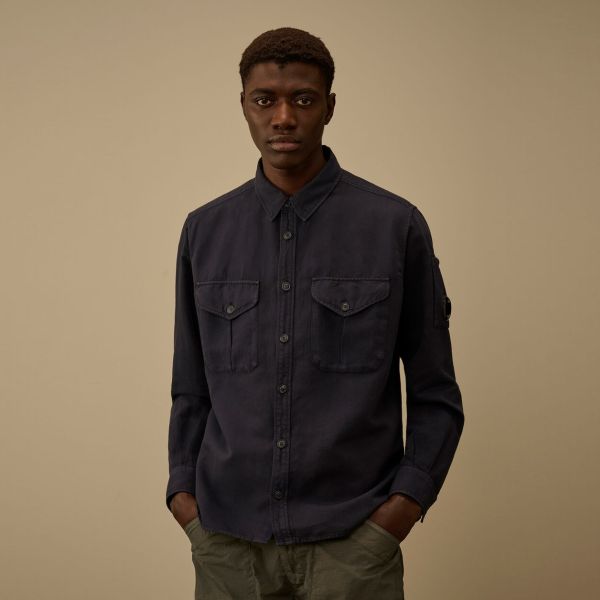 CP Company Cotton Linen Überhemd Marine – Bild 2