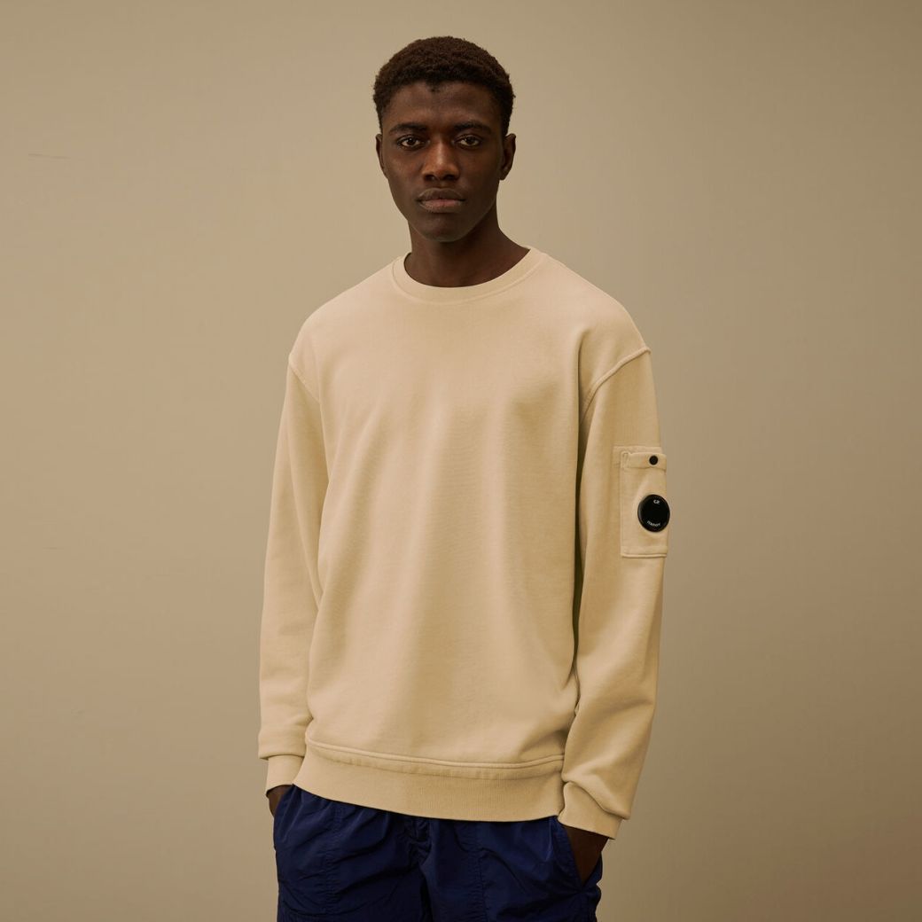 CP Company Cotton Diagonal Fleece Resist Dyed Lens Pullover Beige – Bild 2