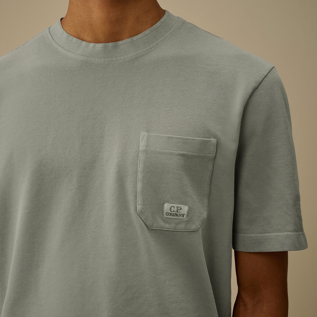 CP Company Piquet Pigment Dyed T-Shirt Hellblau – Bild 4