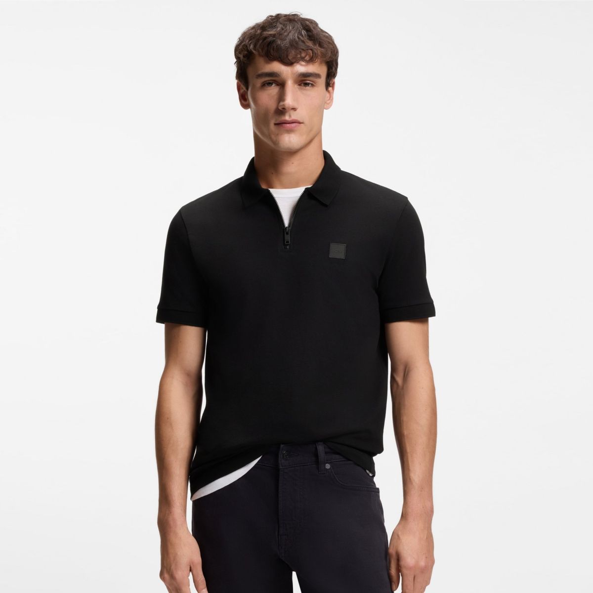 Boss Passerzip Poloshirt Schwarz – Bild 2