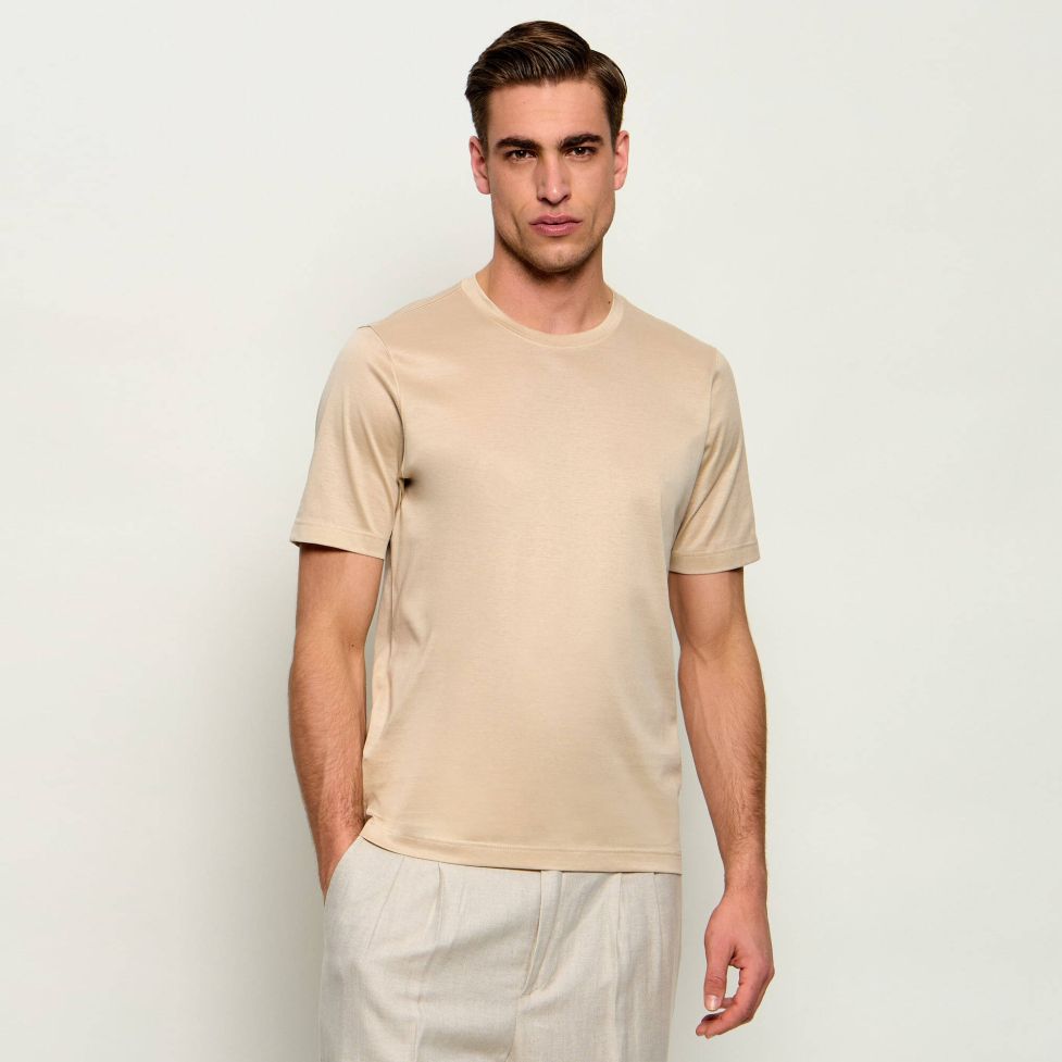 Gran Sasso Mercerized Cotton T-shirt Beige – Bild 2