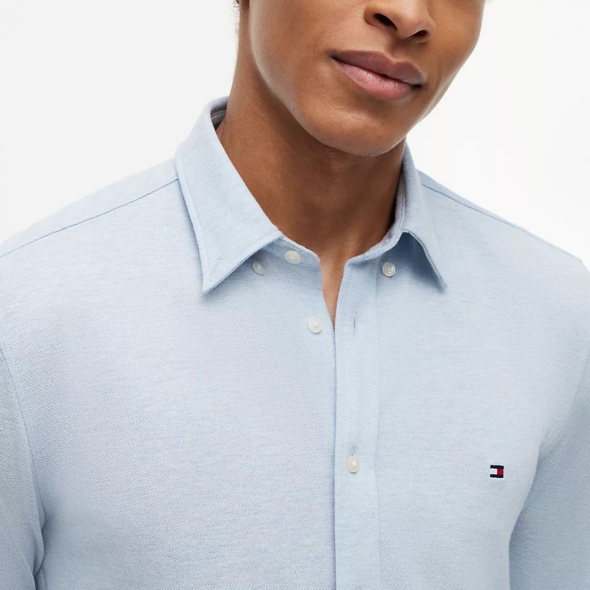 Tommy Hilfiger Knit Pique Feather Hemd Hellblau – Bild 4