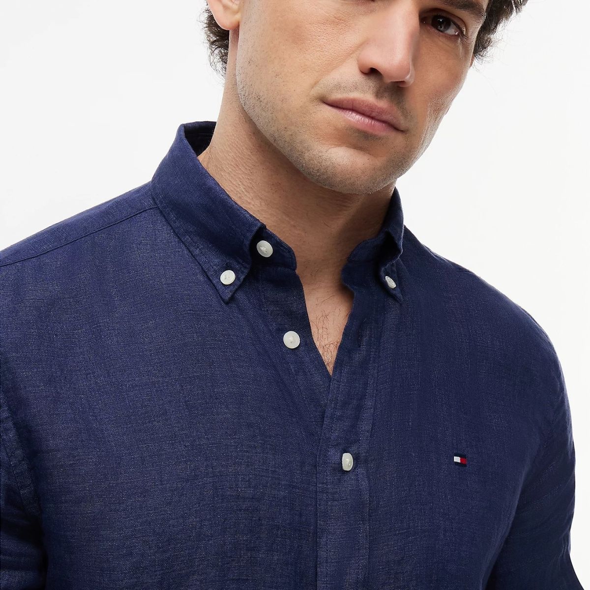 Tommy Hilfiger Pigment Dyed Solid Hemd Marine – Bild 4