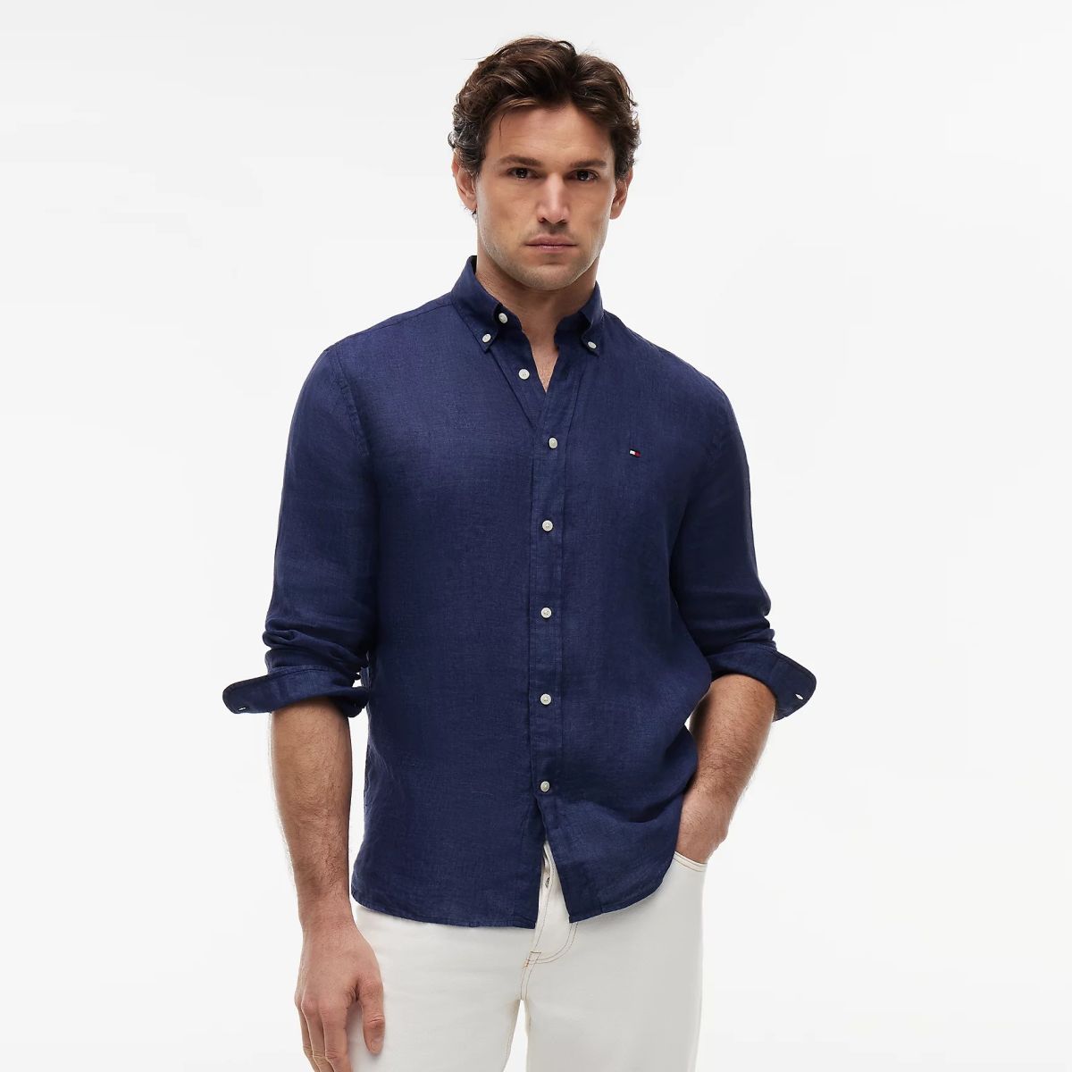 Tommy Hilfiger Pigment Dyed Solid Hemd Marine – Bild 2